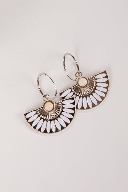 Quinn Shell Fan Drop White Earrings