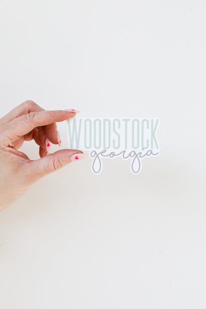 Woodstock Script Sticker close up